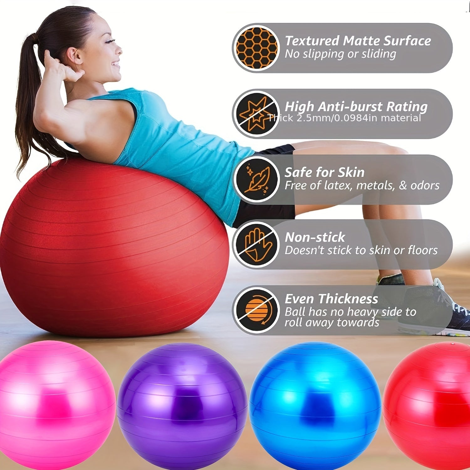 Thick Inflatable Yoga Balls Multi Color